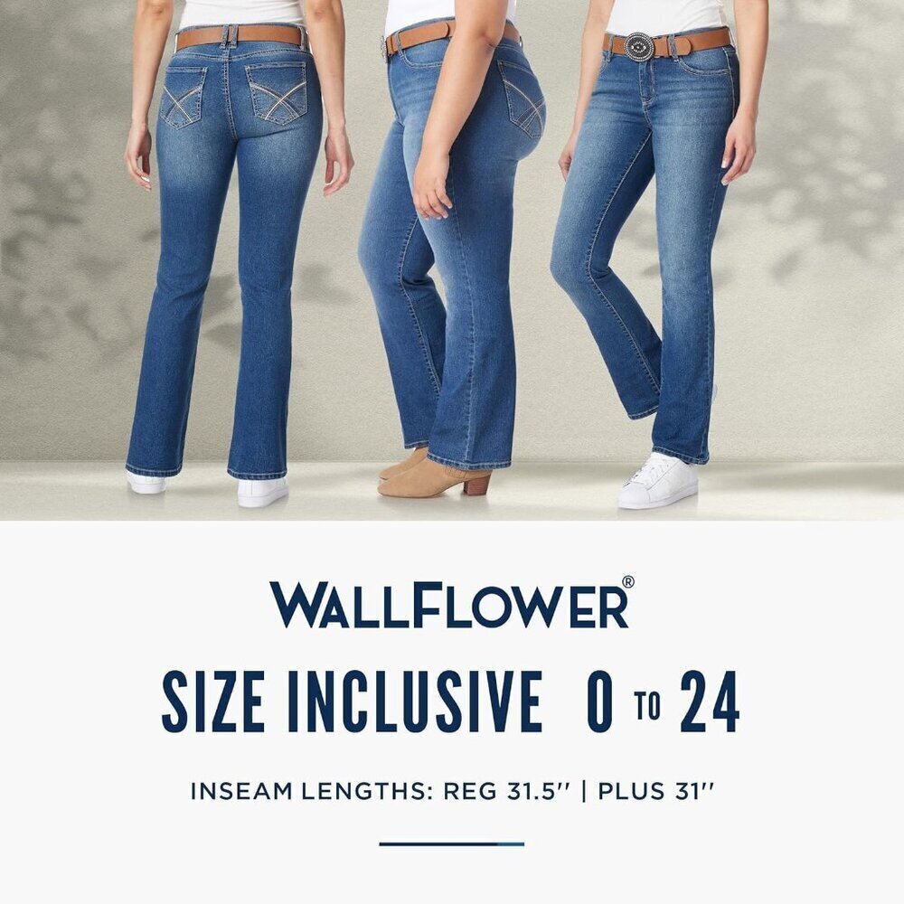 Womens Slim Bootcut Jeans Mid-Rise Stretch Denim Plus Size Casual Western - Picture 7 of 8